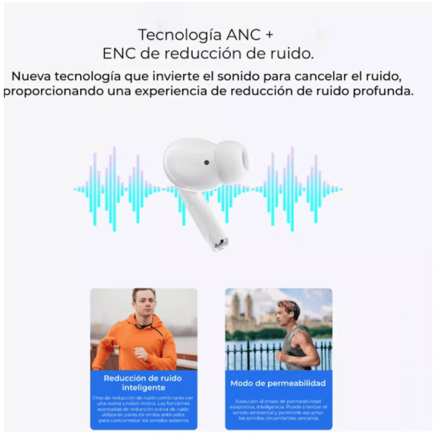 Audífonos Bluetooth Táctiles con Cancelación de Ruido